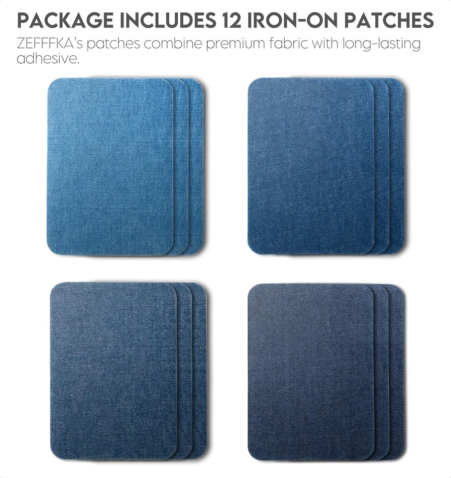 Parches de mezclilla para planchar por dentro y por fuera pegamento más fuerte 100 % algodón negro y con... Foto 3 de 4