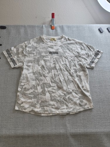 Avirex, Avirex T-Shirt Womens Beige Camouflage Embroidered Logo Short Sleeve Side Slit