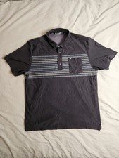 Travis Mathew Striped Polo Shirt Mens Size XL Black Gray Golf Lightweight NEW
