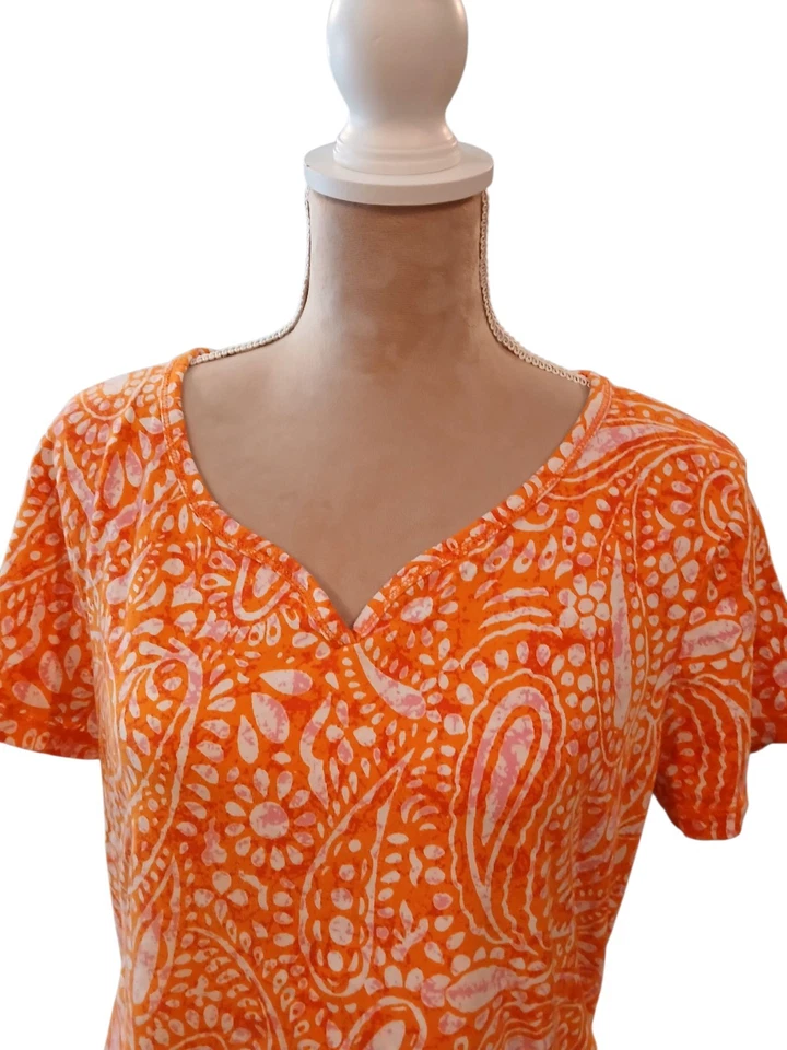 Caribbean Joe Orange Paisley Sweetheart Neckline Ruched Tie Sides XL Beach - Image 2 of 4