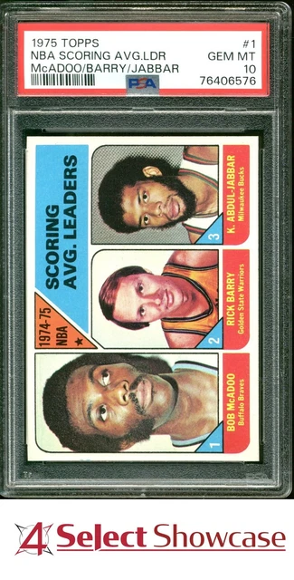 1975 Topps #1 Bob McADOO-RICK BARRY-KAREEM ABDUL-JABBAR 4SC ELITE POP 9 PSA 10