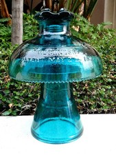 MINT- DARK HEMINGRAY BLUE HEMINGRAY MUNCIE TYPE TWO PIECE Glass Power Insulator