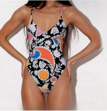 NWT 325 SZ L MARA HOFFMAN JEWEL PAISLEY CHRISHELL ONE PIECE BLACK