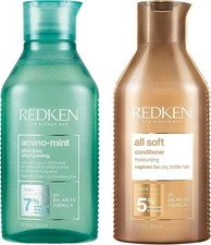 REDKEN Amino Mint Shampoo and All Soft Conditioner 300ml 2 pack