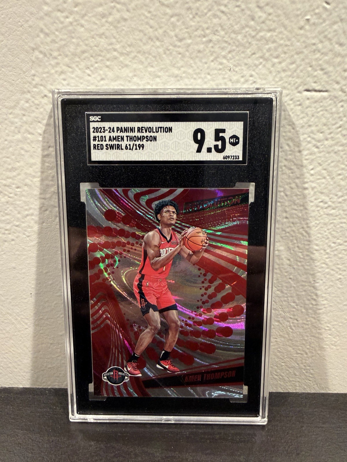 Amen Thompson 2023-24 Revolution Red Swirl Variant /199 SGC 9.5 RC Rockets 🚀🔥