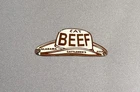 VINTAGE BEEF CATTLEMEN COWBOY HAT PORCELAIN SIGN CAR GAS TRUCK OIL MOTORCYCLE