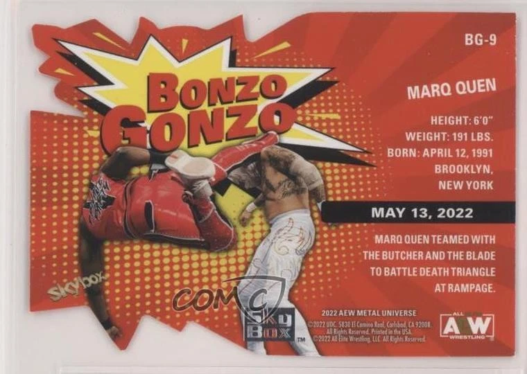 2022 Skybox Metal Universe AEW All Elite Wrestling Bonzo Gonzo Marq Quen #BG-9 - Image 2 of 2