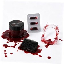 Halloween SFX Kit Coagulated Blood Gel Capsules Stipple Sponge