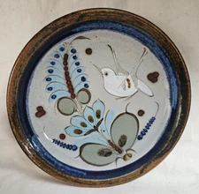 Handcrafted Ken Edwards Tonala Mexico Bird 10" Ceramic Folk Art Plate