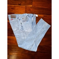 Vintage Wrangler Authentics Mens Light Wash Straight Leg Jeans 33/32 Distressed