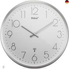 Mebus Funkwanduhr TinyTime | Wanduhr ohne Tickgeräusche | Durchmesser 25 cm |