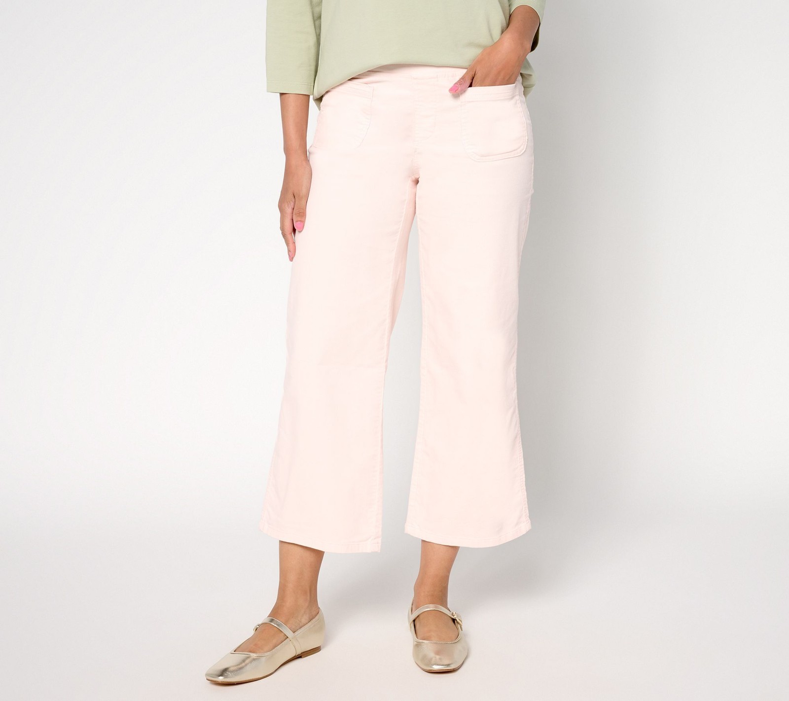 Belle by Kim Gravel Women's Petite Pants 10P TripleLuxe Corduroy Pink A677004