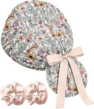 100 Cotton Satin-Lined Ponytail Scrub Cap Elegant Adjustable Surgical