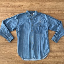 Vtg Auburn Tigers Chambray Shirt Denim Long Sleeve Button Down Cotton Medium