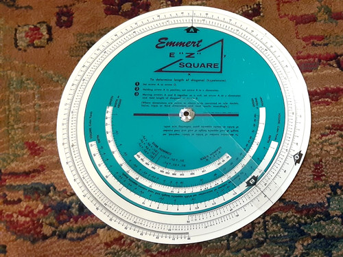 Emmert E "Z" Square, Bricklaying Spinning Dial Calculator, Craftsman Book Co.