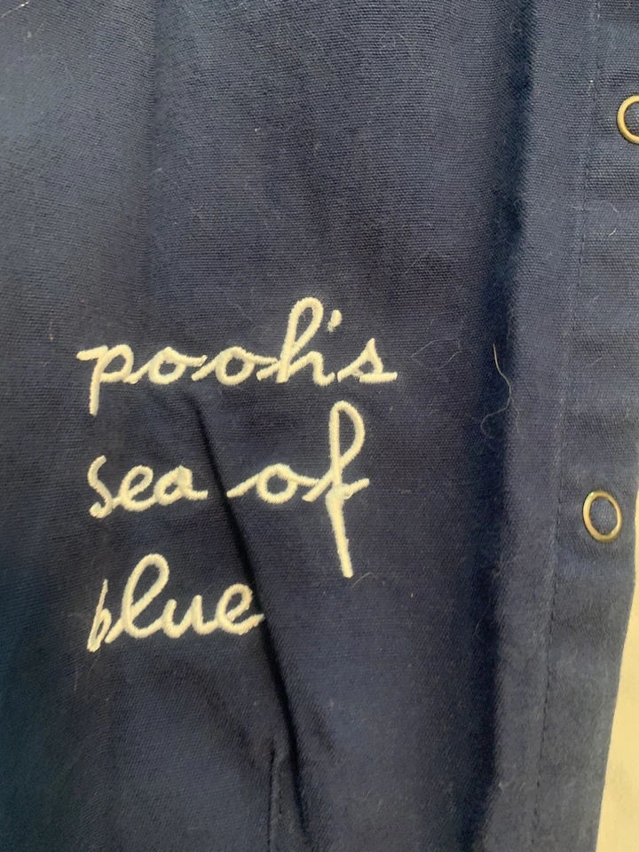 Винтажный синий комбинезон Disney с вышивкой тигр и пух морская тематика 24 мес - Изображение 3 из 4