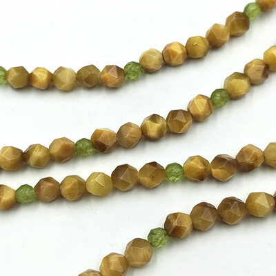Jay King Desert Rose Trading Yellow Tigers Eye Peridot Beaded Necklace 925 Clasp