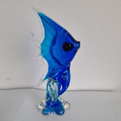 Glas Engel Fisch blau Glas Meer klar 22 cm Sea Life sehr guter Zustand