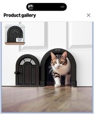 Cat Door Interior Door - Meow Manor ; Extra Large Pet Door, 9.36x9.19 - Black