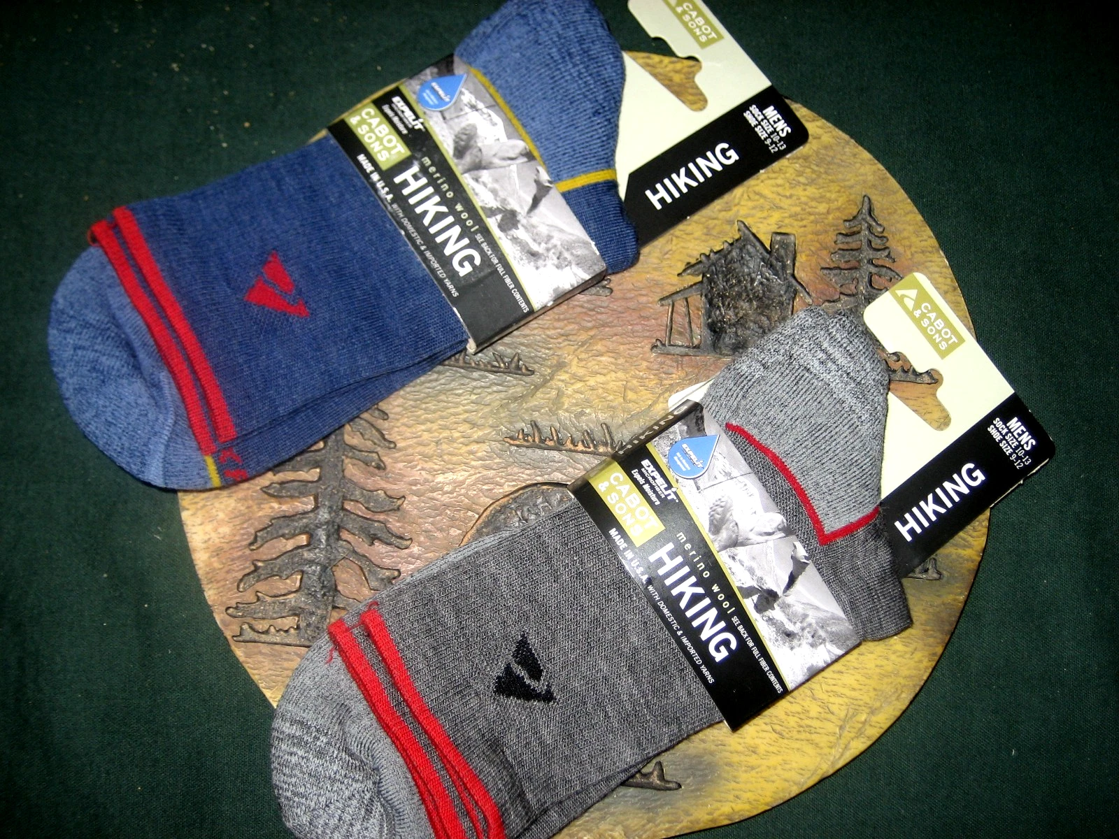 CABOT & SONS 2PAIR ALL SEASON MENS 9TO 12 SHOE SIZE HIKING MERINO WOOL CREW SOCK