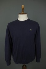 Lacoste Blue 100 Cotton Knitted Raglan Sleeve Crew Neck Pullover Sweater Sz 5