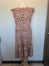 Floral Midi Dress With Ruffle Sleeves Time And Tru Large Pockets