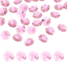 35Pcs 14mm Crystal Octagon Beads 2-Hole Glass Suncatcher Beads Pink