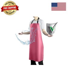 Versatile Waterproof Rubber Vinyl Apron for Dishwashing - Heavy Duty Pink