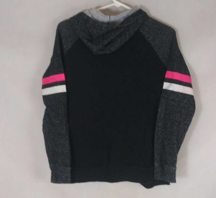 Bobbie Brooks Black & Gray Pink Love Graphic Design Tie Front Hoodie Size Medium - Image 3 of 4