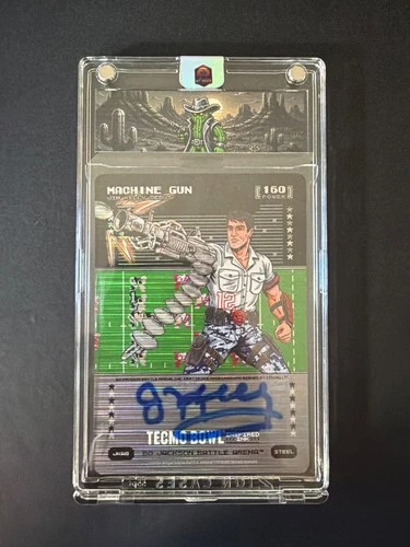 Machine Gun Jim Kelly Auto Tecmo Bowl Bo Jackson Battle Arena Ink 160 Steel JKA8