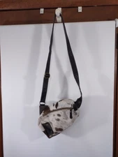 Myra Bag, Leather/Hair On Cowhide Canvas Sling Bag, Zip Pockets, Adj. Straps