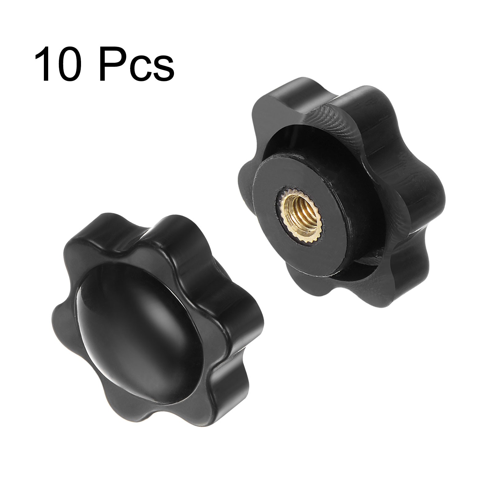 10pcs Star Knobs M4 Thread 25mm Head Non-Through Hole Clamping Handles Black