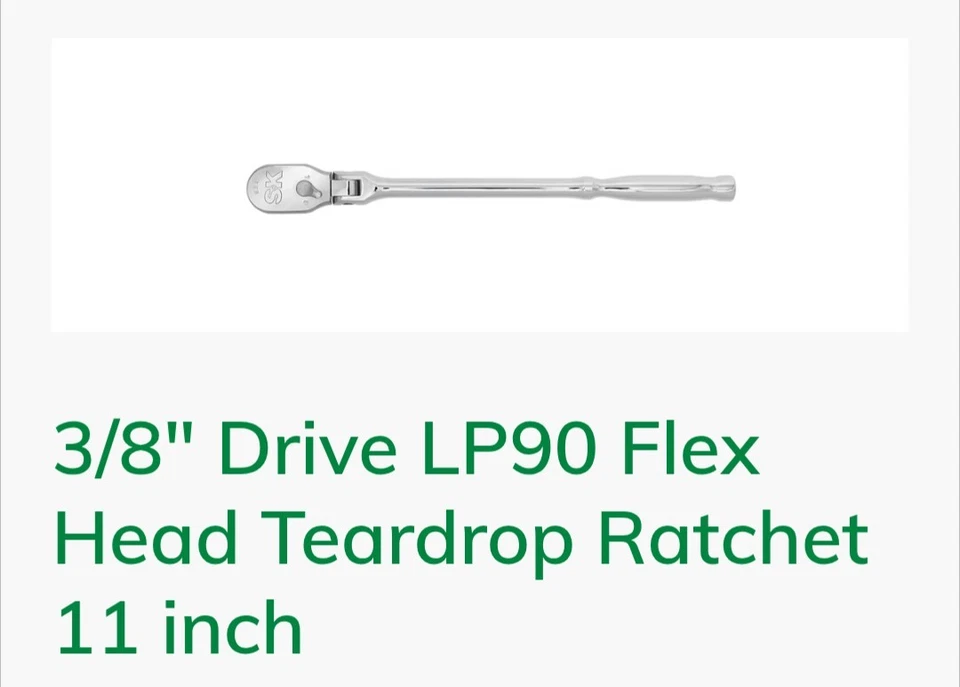 SK Herramientas Profesionales 3/8 Unidad LP90 Cabezal Flexible Trinquete de Lágrima Hecho en EE. UU. Foto 2 de 4