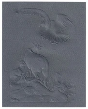 Vintage EAGLE ATTACKING DEER Blind Embossed Print by Bob Wheeler 8x10