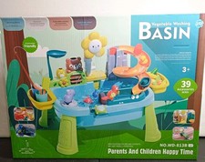 Toddler Water Table Play Sink Toy Vegetable Washing Basin Fishing Game 39Pcs