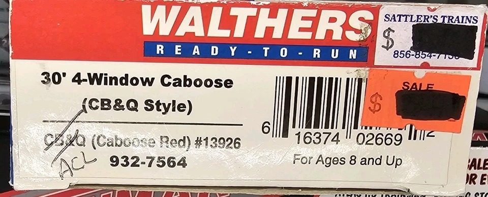 932-7564 Walthers CB&Q 30' 4-Window Caboose (Missing Parts) - Image 2 of 4