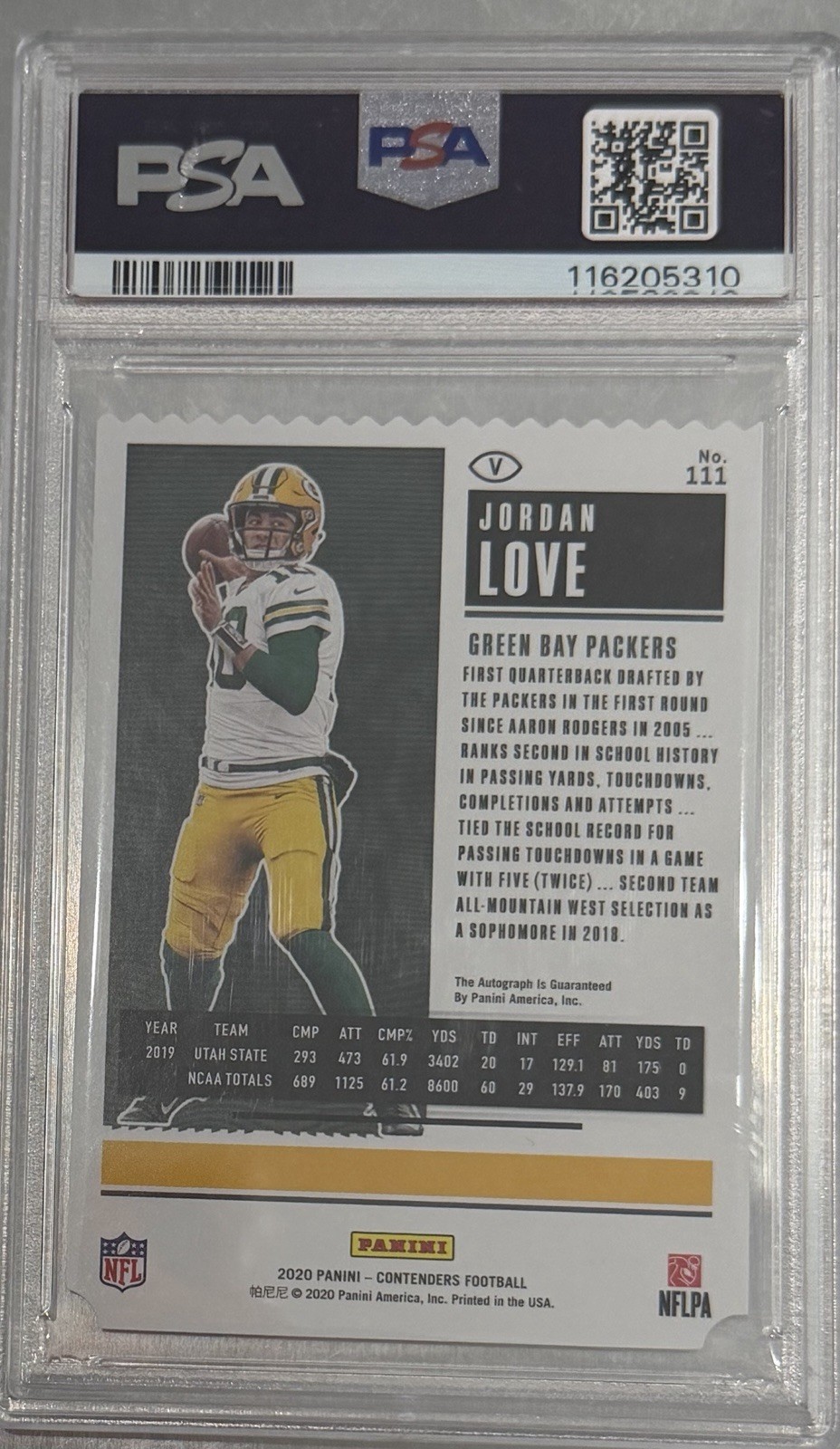 2020 Panini Contender Rookie Ticket Jordan Love. 2/10 Rookie Patch Auto. Packers view 2