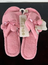 Goldtoe Women s Ardenia Plush Slipper Coral Pink Pom Pom Size Medium M 8 NWT