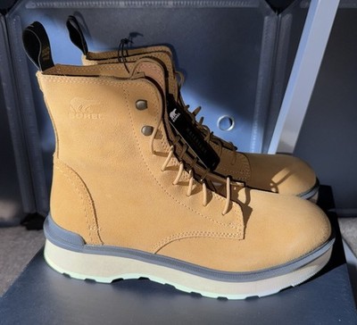 SOREL Women's Hi-Line Lace Waterproof Boots - Geo Yellow, Jet - Women's 9