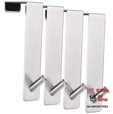 ARTOYS Over The Door Hooks 4 Pack - Fits 1-3/8" Thin Doors 1.375 inch Silver