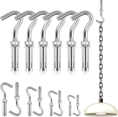 6Pcs Concrete Wall Hook, 304 Edelstahl Open Cup Expansion Bolt Anchors Heavy Dut