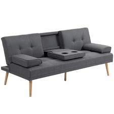 HOMCOM Divano Letto 3 Posti Design Scandinavo Reclinabile con 2 Braccioli