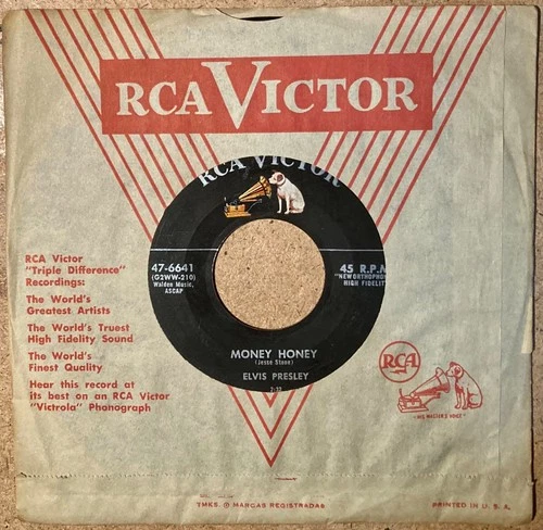 ELVIS PRESLEY 1956 Unplayed NM MONEY HONEY RCA 45 and RCA sleeve