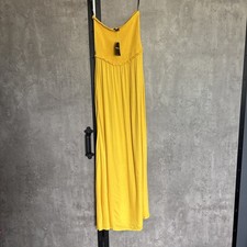 Forever 21 Dress Women Large Yellow Smocked Strapless Maxi Summer NWT Runs Small
