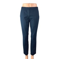 Theory Thaniel Bistretch Women's Blue Twill Slim-Fit Straight Trousers Pants 0