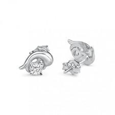 DOLPHIN STUD EARRINGS AAAA QUALITY CUBIC ZIRCONIA STONES 925 STERLING SILVER