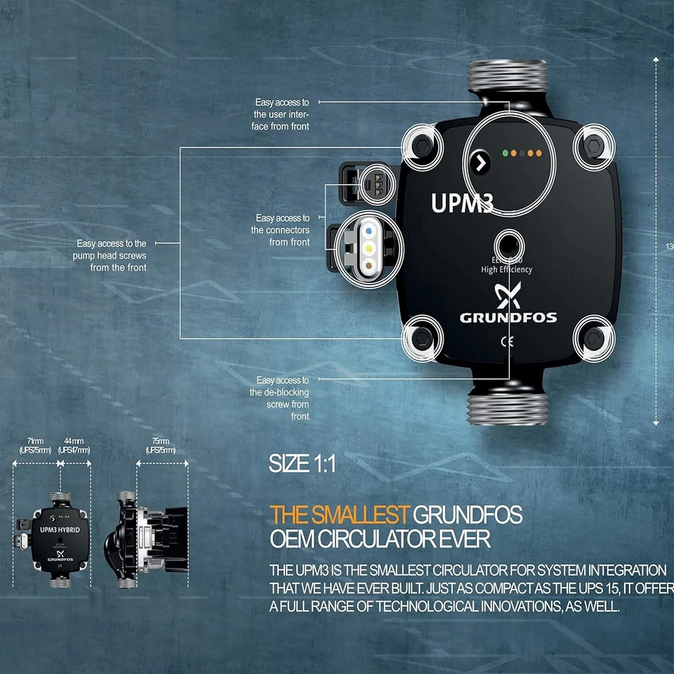 Central Heating Pump UPM3 Flex A/S Compatible Replacement for Grundfos Pump. - Image 4 of 4