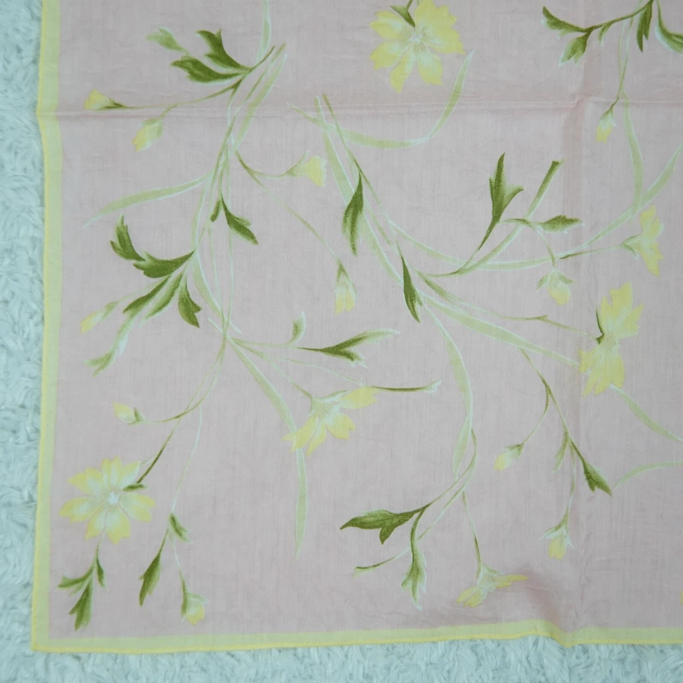 M545 Ralph Lauren Rosa Flor Algodón Bufanda Bufandas Bolsillo Cuadrado 19.5" X 19.5" Foto 4 de 4