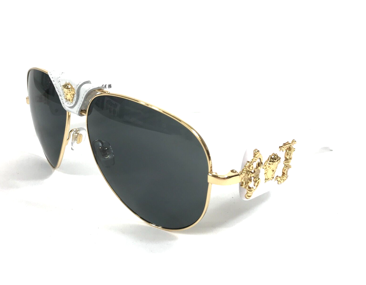 Versace polarized sunglasses MOD 2150 brand new without tags! Made in Italy! Versace Sunglasses MOD.2150-Q 1341/87 Gold White Leather  main image 2