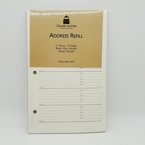 Gallery Leather Address Book Refills 15 Sheets/30 Pages NIP NEW 8 1/2 x 5 1/2 eBay